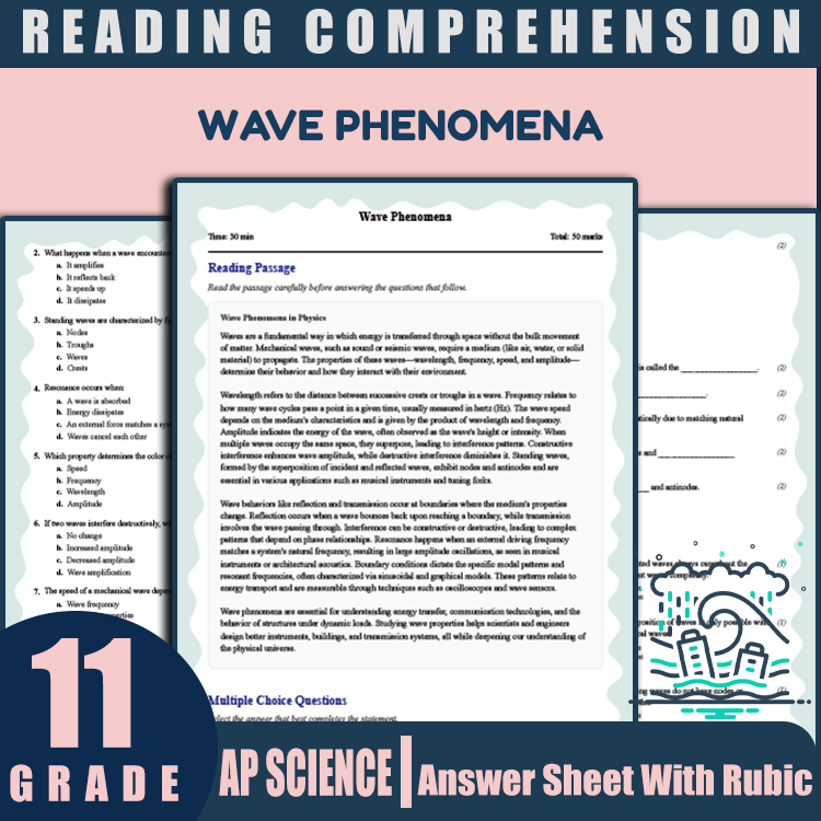 Grade 11 Science reading worksheets worksheet — Grade 11 Science | Wave Phenomena Reading Worksheet (PDF + Answer Key) — p…