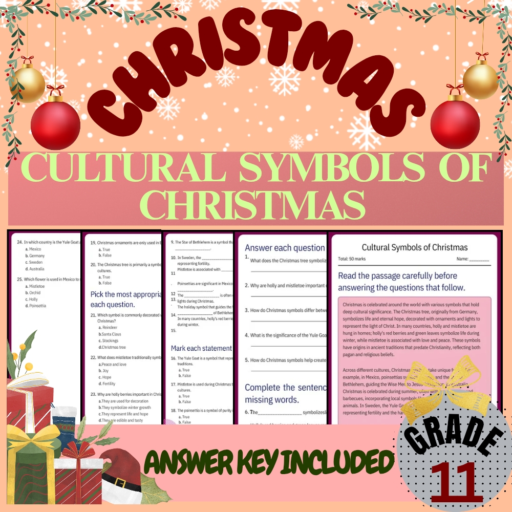 Grade 11 Seasonal Cultural & Traditions Unit Bundle(Worksheet Pack +Answer Keys) — included worksheet 3