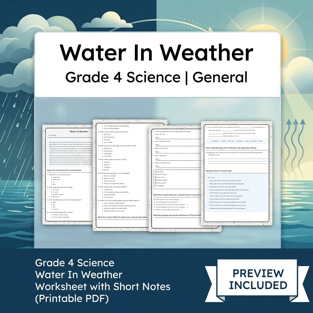 Grade 4 Science Weather and Earth Cycles Lesson Bundle — included worksheet 3