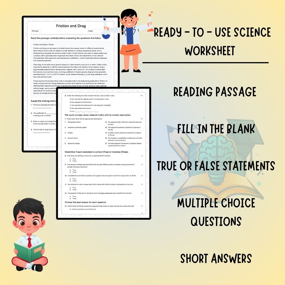 Grade 9 Science worksheet worksheet — Grade 9 Science | Friction and Drag Worksheet (PDF) – Ontario Standards — page 2