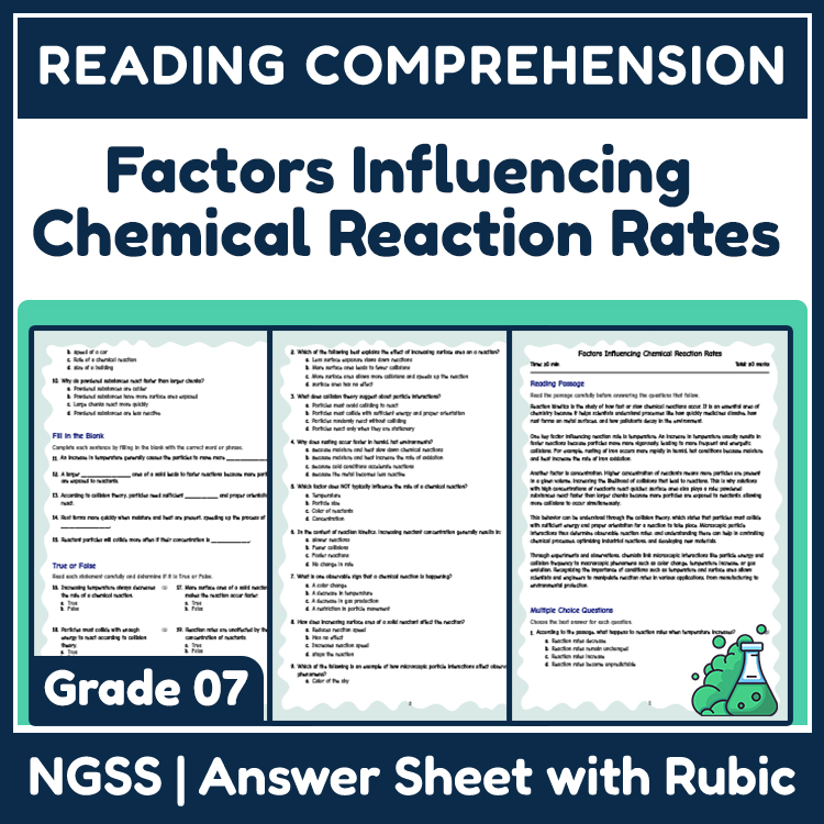 Science reading worksheets worksheet — 7th Grade Science Reading | Reaction Kinetics Worksheet & Answer Key — page 1