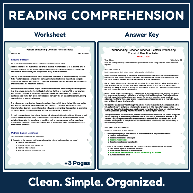 Science reading worksheets worksheet — 7th Grade Science Reading | Reaction Kinetics Worksheet & Answer Key — page 2