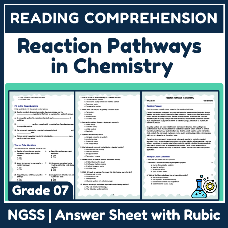 Science reading worksheets worksheet — 7th Grade Science Reading Worksheet Understanding Chemical Reactions & Pathways — p…