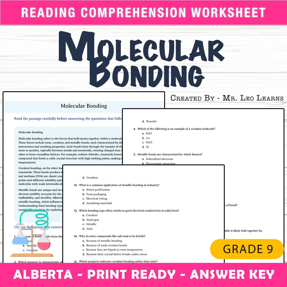 Grade 9 Science worksheet mcq paper worksheet — Grade 9 Science — Worksheet MCQ Paper for Mastering Molecular Bonding — pa…