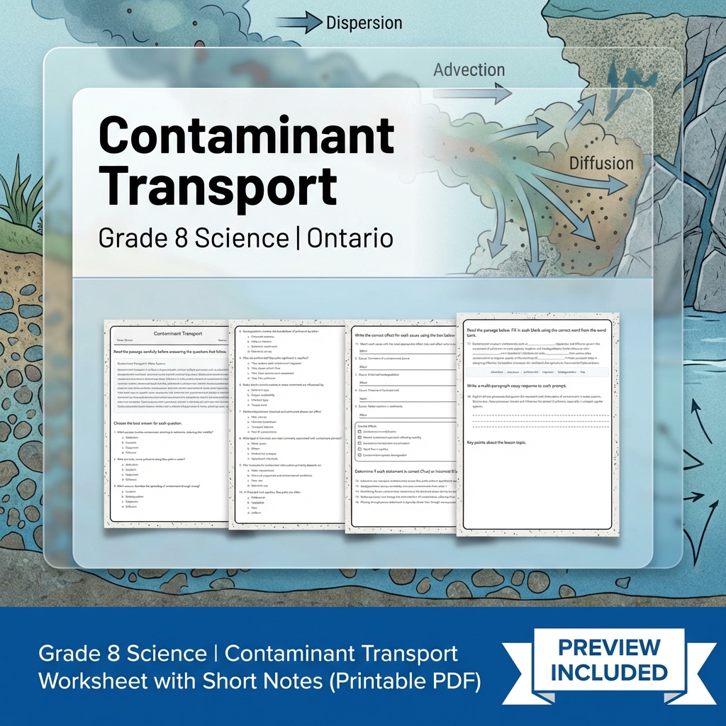 Grade 8 Science Watershed and Water Systems Lesson Group – Ontario Framework — included worksheet 5