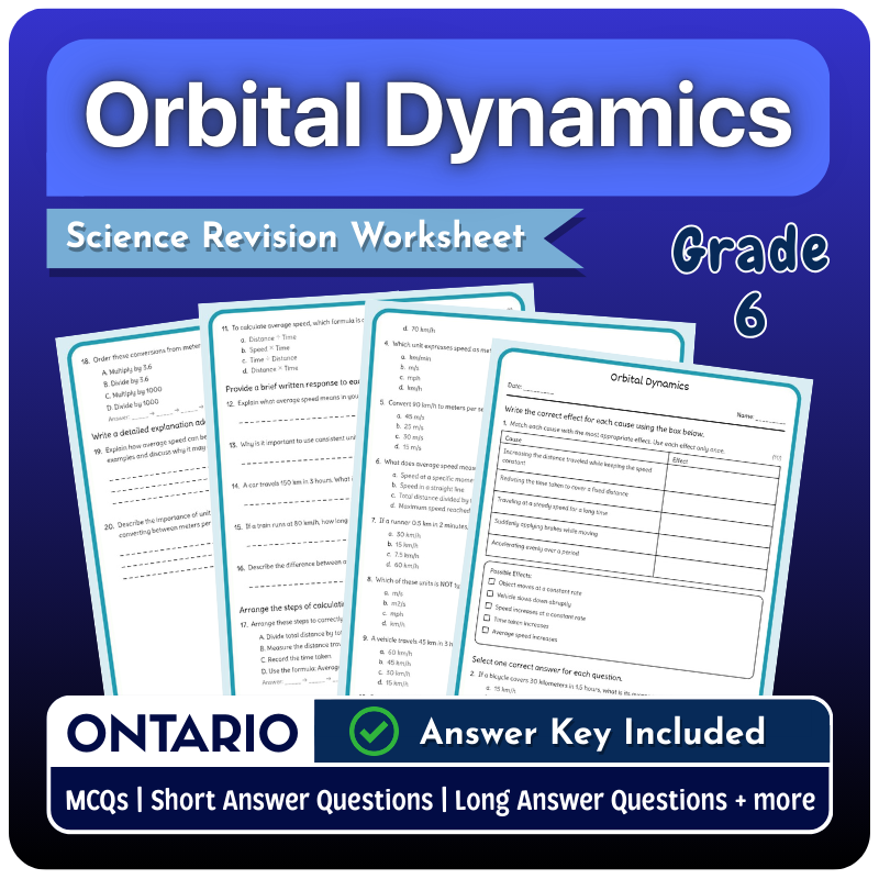 6th Grade Science | Orbital Dynamics Worksheet (Ontario Standard) (PDF)