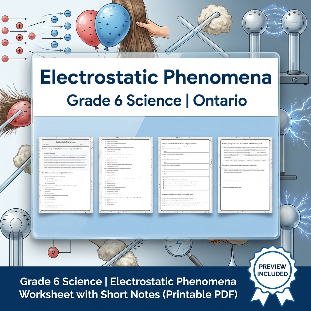 Grade 6 Science Lesson Group on Energy, Circuits & Properties  — included worksheet 8