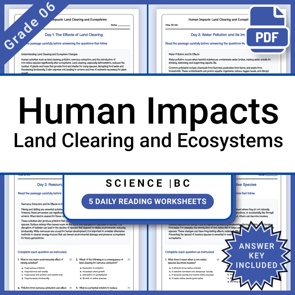 Grade 6 Science Lesson Group Bundle on Ecosystems and Ecology — included worksheet 7