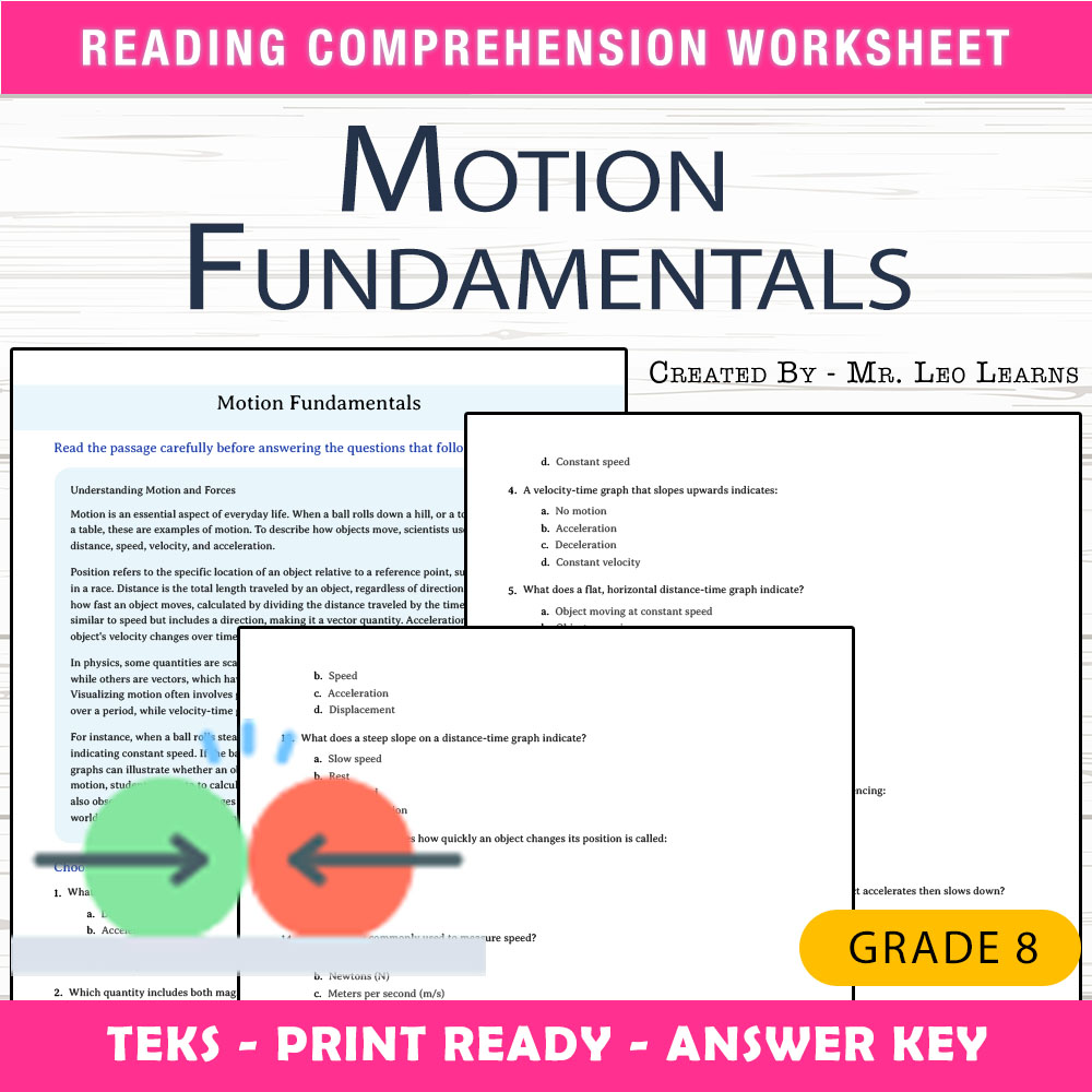 Grade 8 Science worksheet worksheet — Grade 8 Science — Motion Fundamentals Worksheet for Mastery — page 1