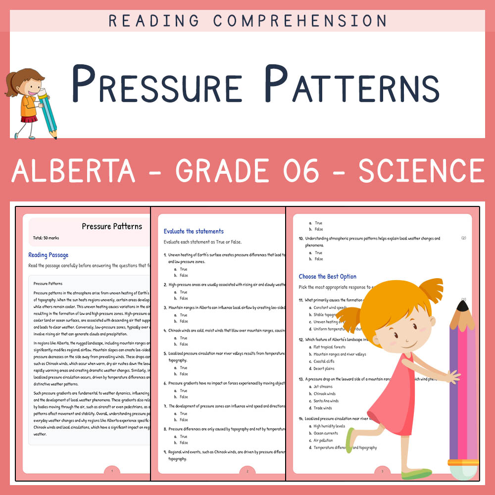 Grade 6 Science worksheet elena worksheet — Grade 6 Science Assessment | Pressure Patterns Worksheet Elena | Alberta — page 1