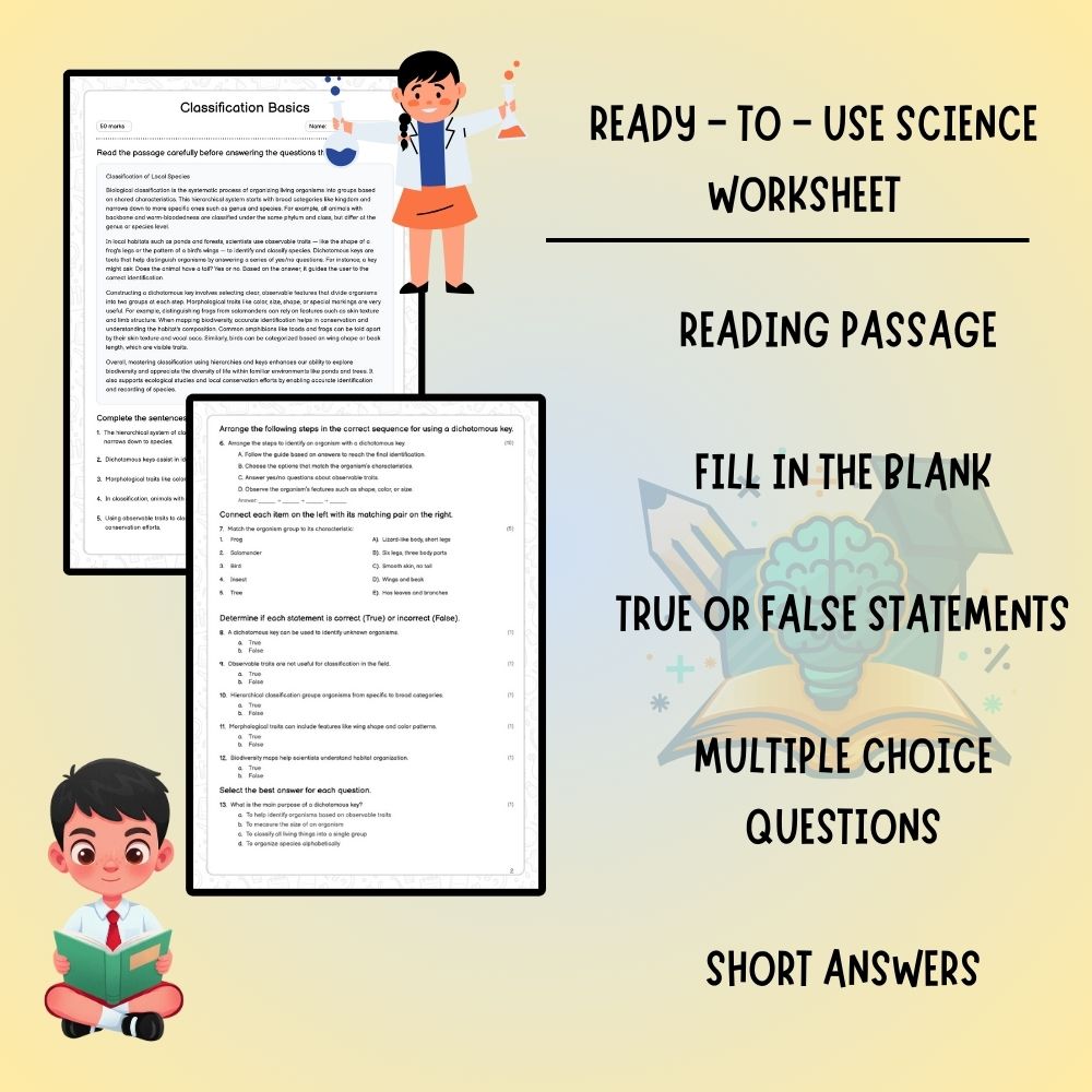 Grade 6 Science worksheet worksheet — 6th Grade Science | Classification Basics Worksheet (PDF) — page 2