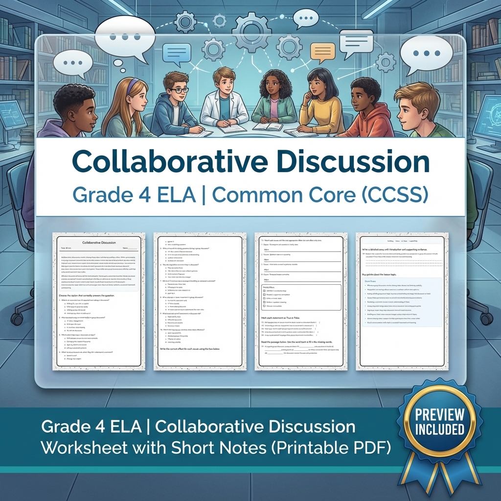Grade 4 Multimedia Paraphrasing & Discussion ELA Lesson Bundle CCSS — included worksheet 3