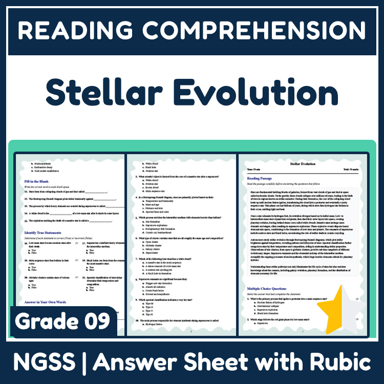 Grade 9 Science reading worksheets worksheet — 9th Grade Science | Stellar Evolution Reading Worksheet (PDF + Answer Key)…