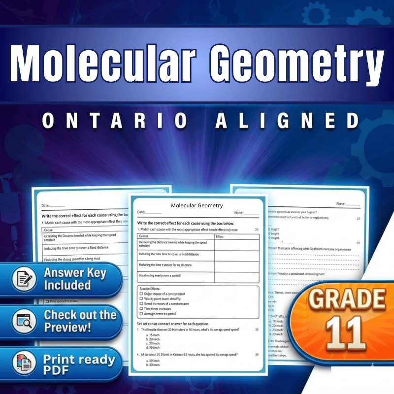 Grade 11 Science | Molecular Geometry Worksheet – Ontario (PDF)