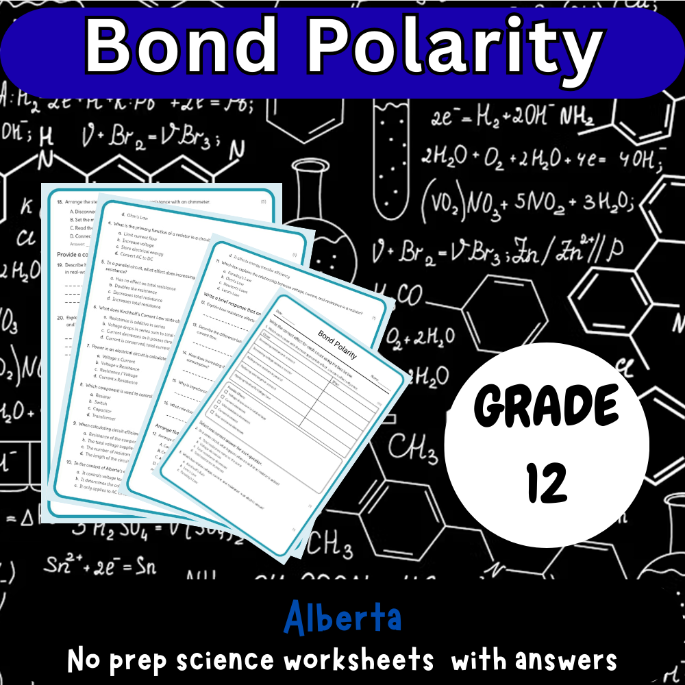 Grade 12 Science – Bond Polarity Worksheet (PDF) | Alberta Standards