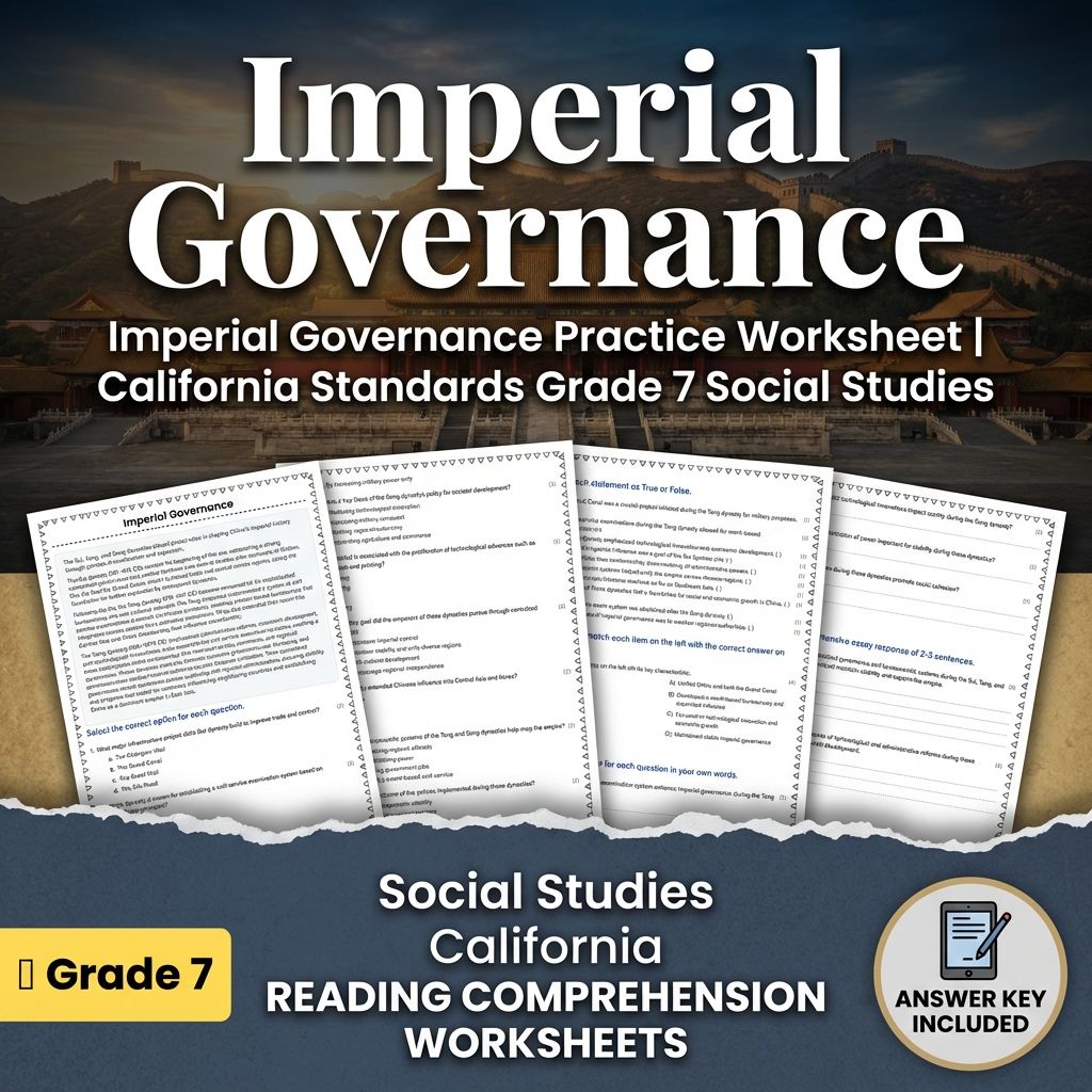 Imperial Governance Practice Worksheet | California Grade 7 Social Studies