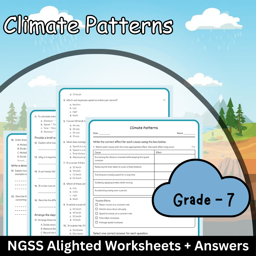 Grade 7 Science | Climate Patterns Worksheet (NGSS Aligned, PDF) with Answer Key