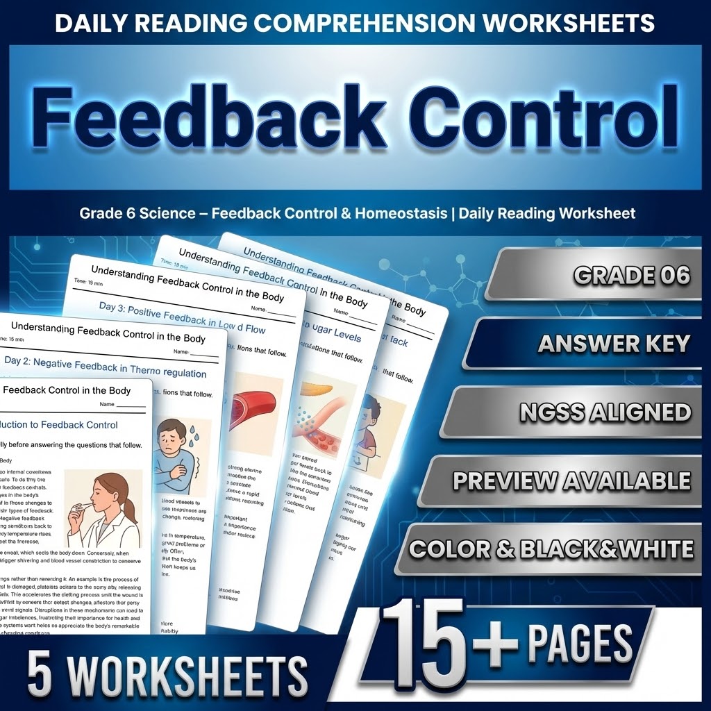 Grade 6 Science – Feedback Control & Homeostasis | Daily Reading Worksheet
