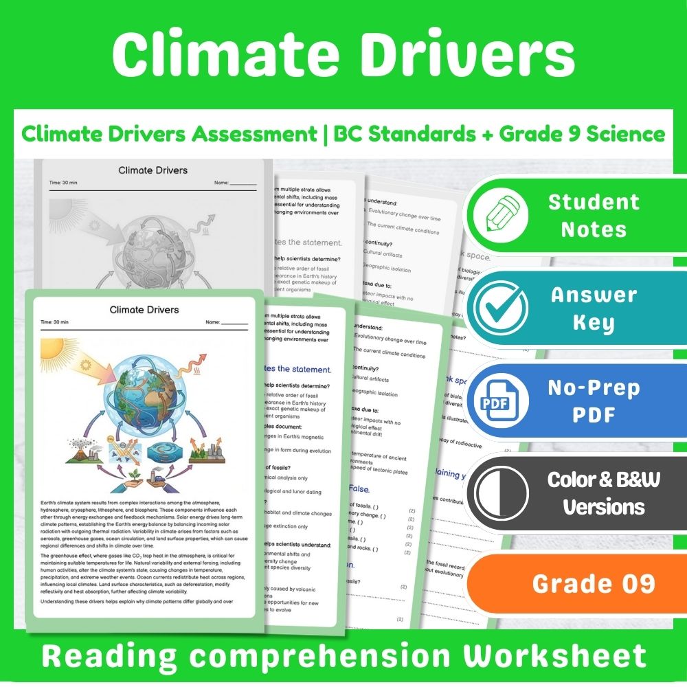 Grade 9 Science Mini Bundle – Earth & Space Assessment & Activities — included worksheet 11