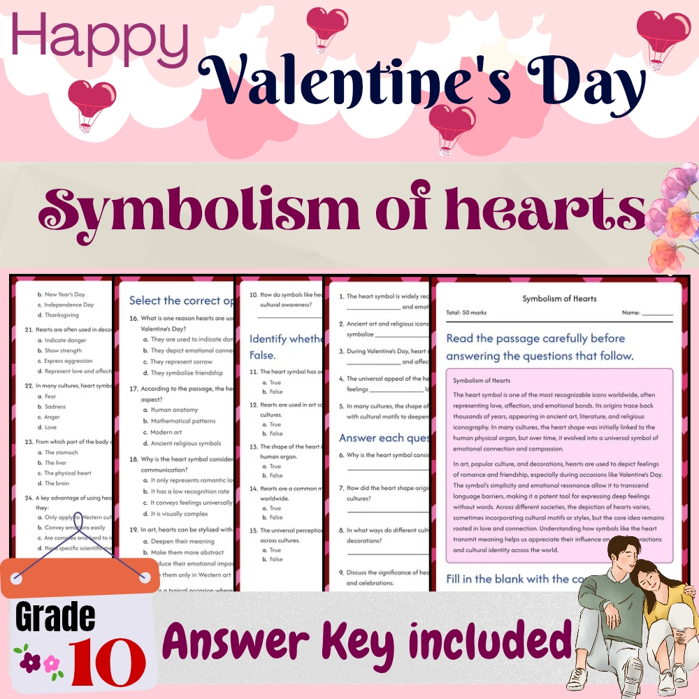 Grade 10 Seasonal Valentine’s Day Unit Bundle | History, Symbols & Cultures — included worksheet 3