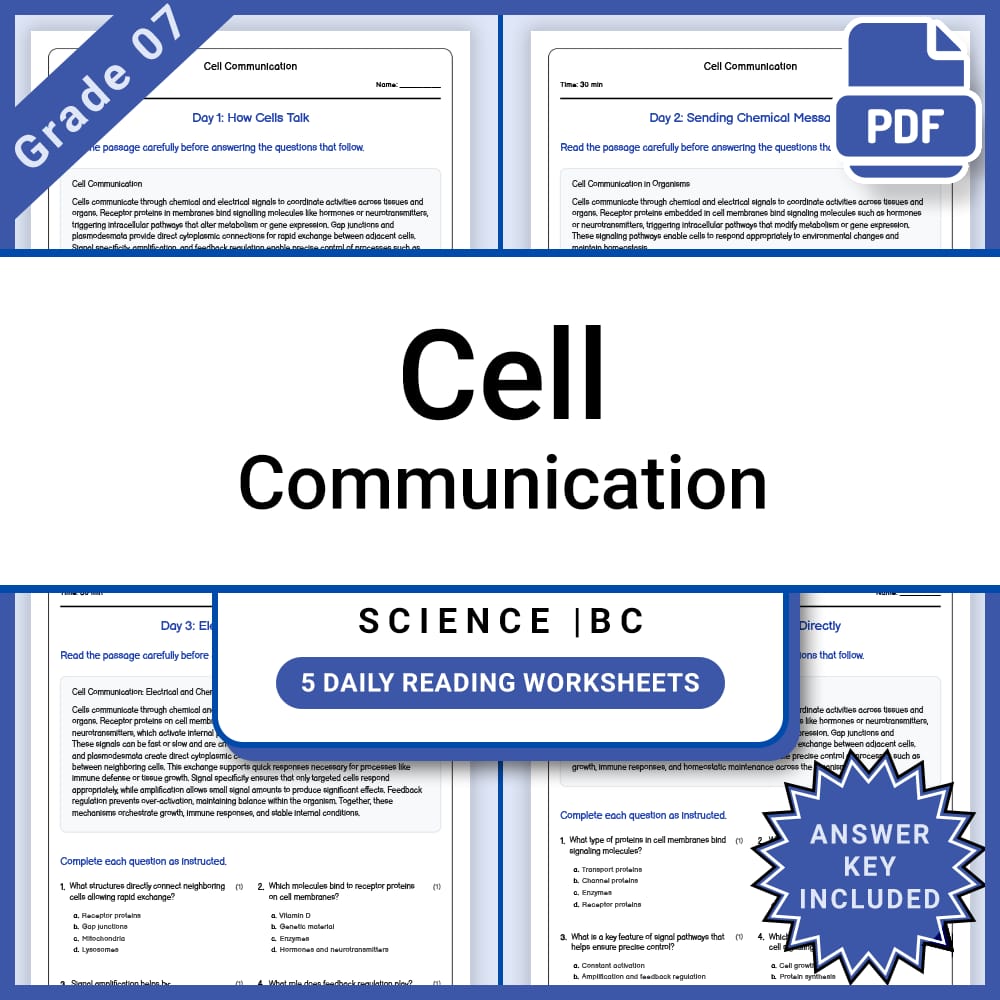 Grade 7 Science Lesson Group Bundle | Cell Structures and Processes — included worksheet 10