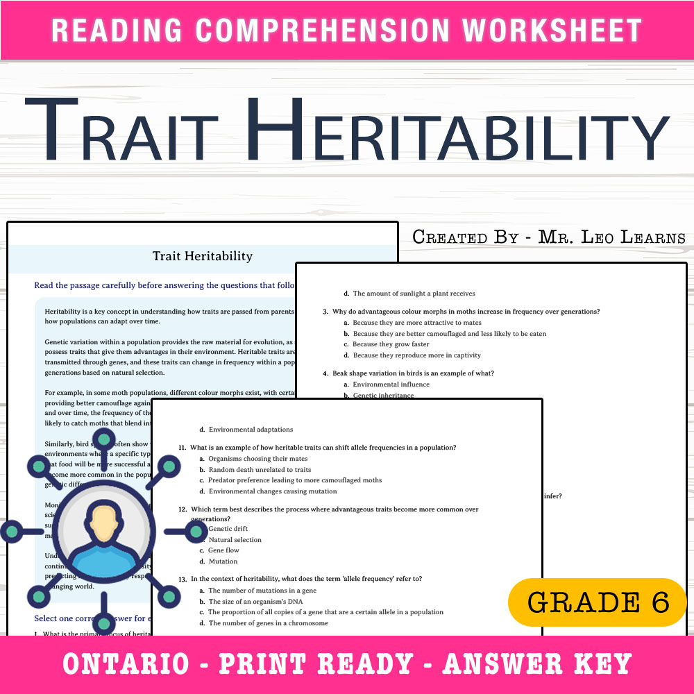 Grade 6 Science worksheet worksheet — Grade 6 Science – Trait Heritability Worksheet for Mastering Genetic Traits — page 1