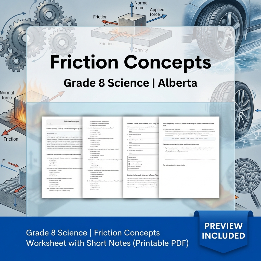 Grade 8 Science Forces & Motion UNIT Bundle – Alberta Curriculum  — included worksheet 11