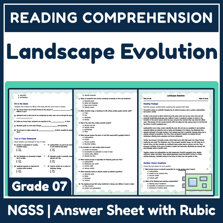 Science reading worksheets worksheet — 7th Grade Science | Landscape Evolution Reading Worksheets (Answer Key Included) —…