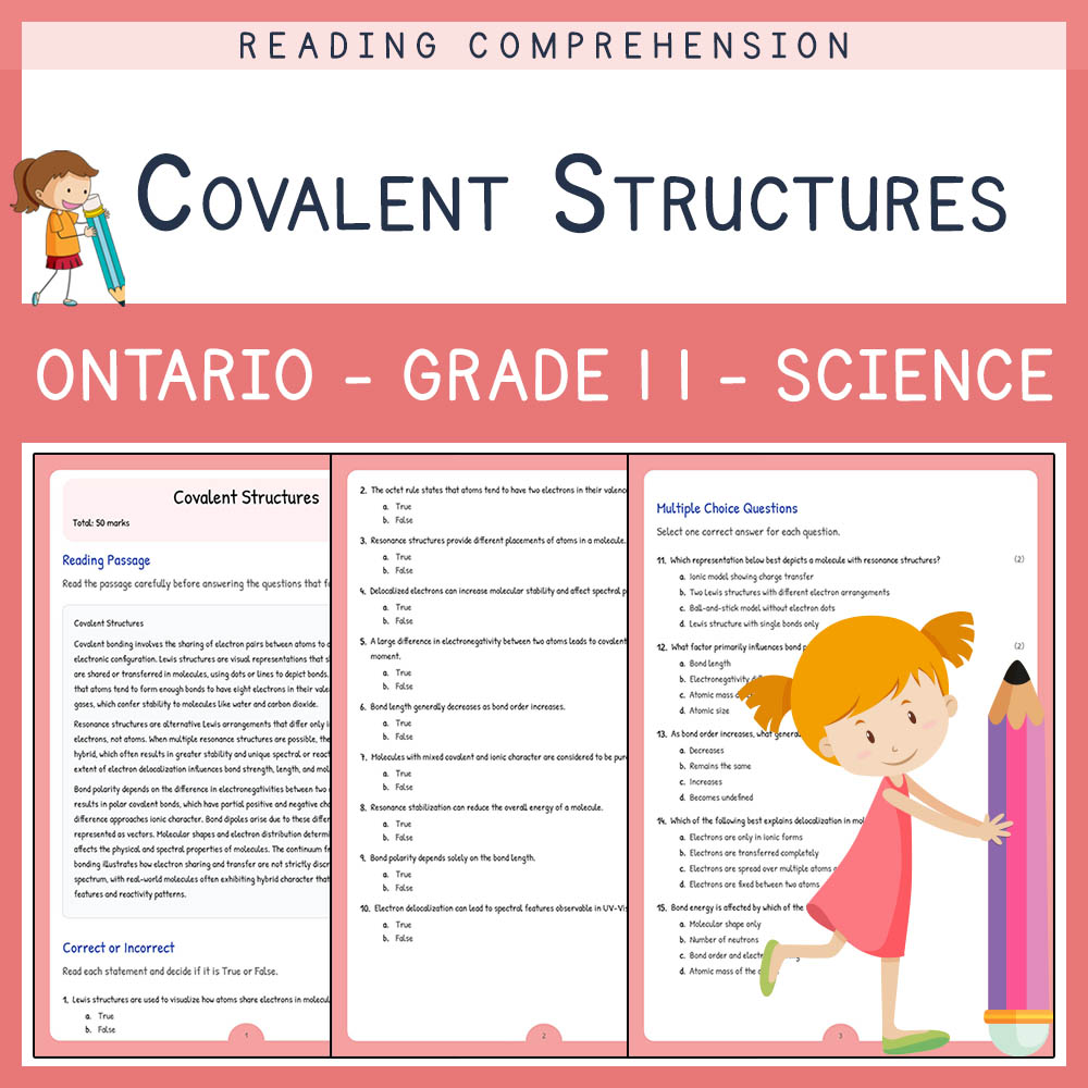 Grade 11 Science worksheet elena worksheet — Grade 11 Science Assessment | Covalent Structures Worksheet Elena | Ontario —…