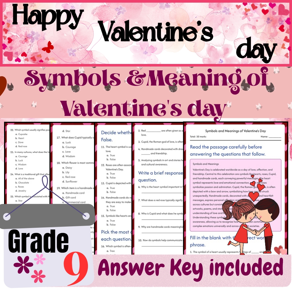 Grade 9Seasonal Valentine’s Day Worksheets|Cultural, Ethical, Modern Love Bundle — included worksheet 3