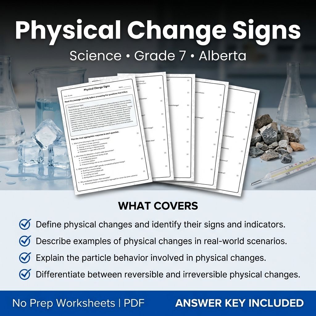 Physical Change Signs Worksheet | Grade 7 Science Practice and Assessment