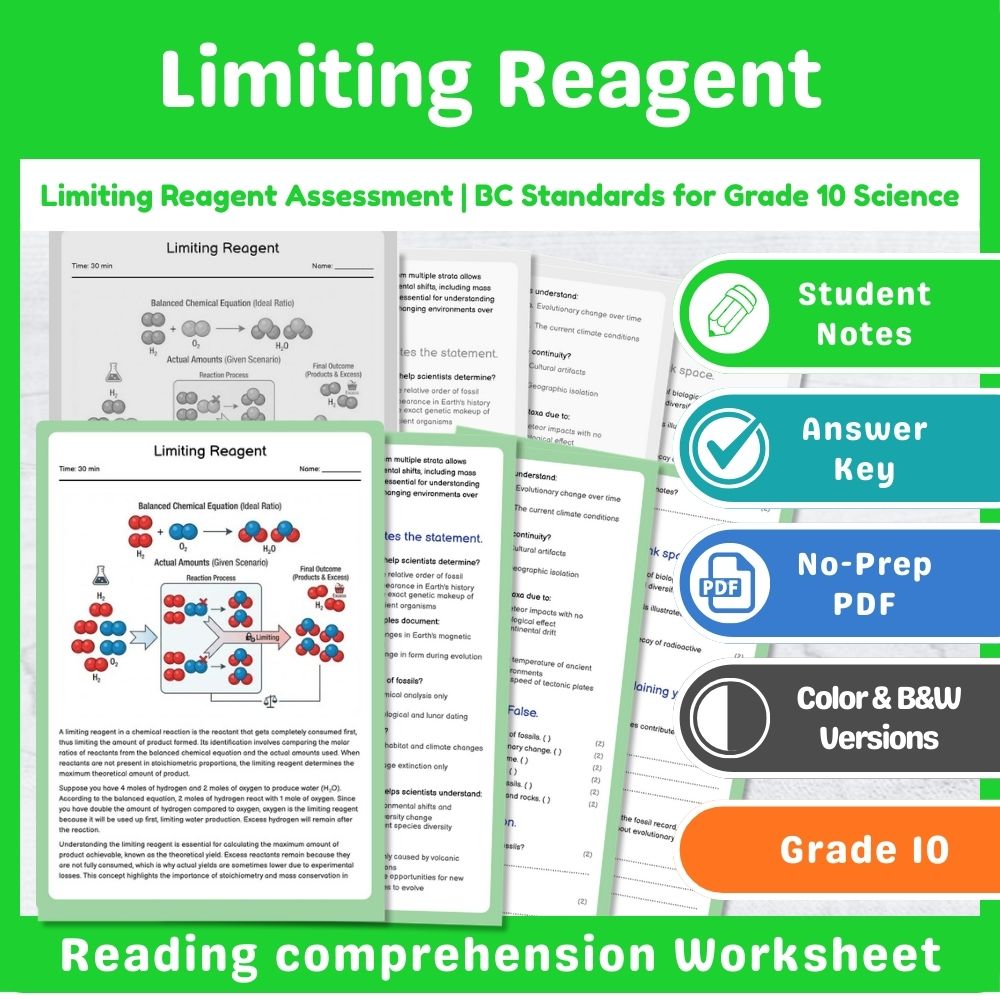 Grade 10 Science Assessment Bundle – Chemical Reactions & Atomic Structure — included worksheet 5