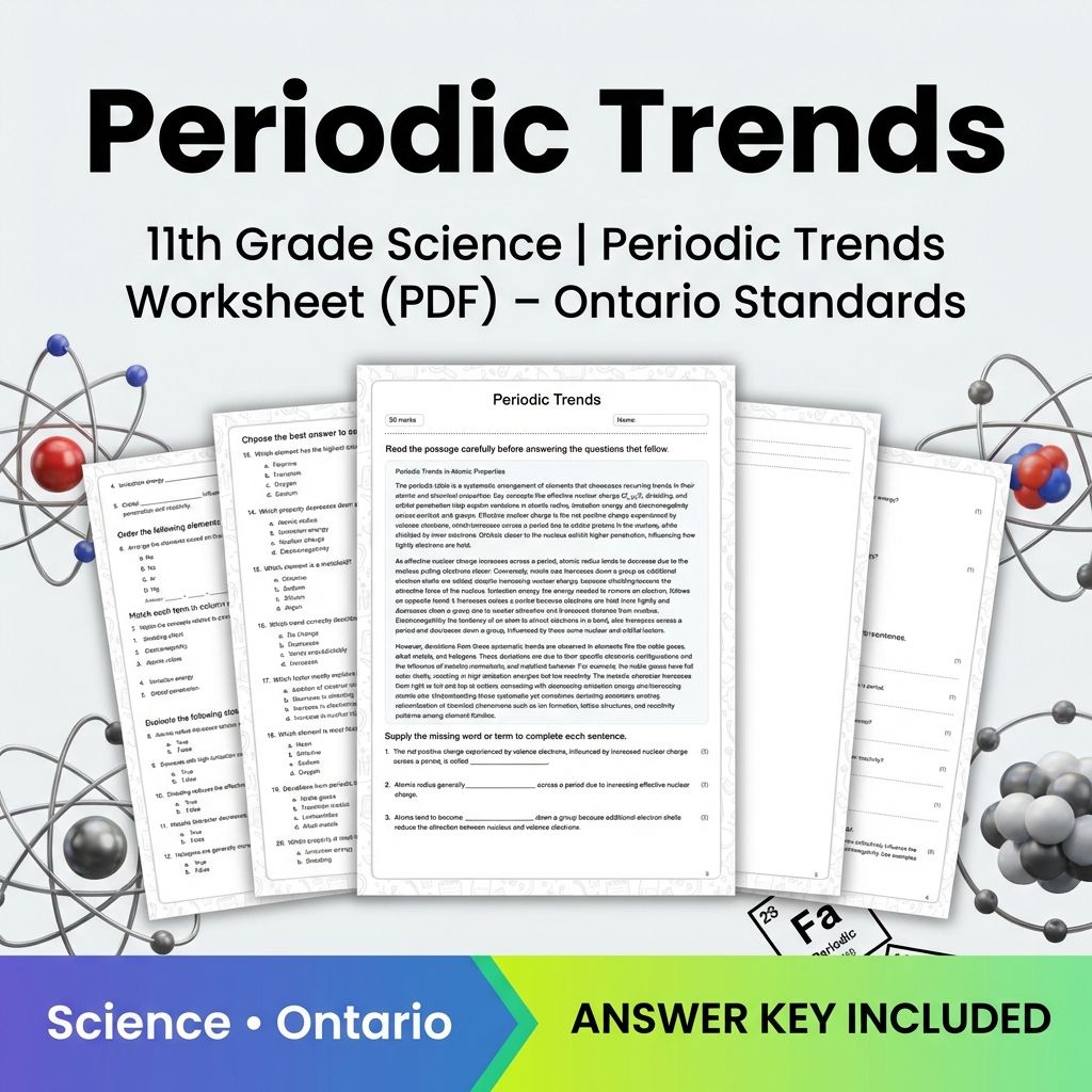 Grade 11 Science Unit Bundle | Chemistry & Atomic Structure Worksheets  — included worksheet 5