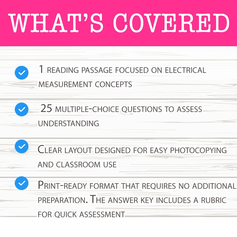 Grade 8 Science worksheet mcq paper worksheet — Grade 8 Science — Worksheet MCQ Paper for Mastering Measuring Electricity…