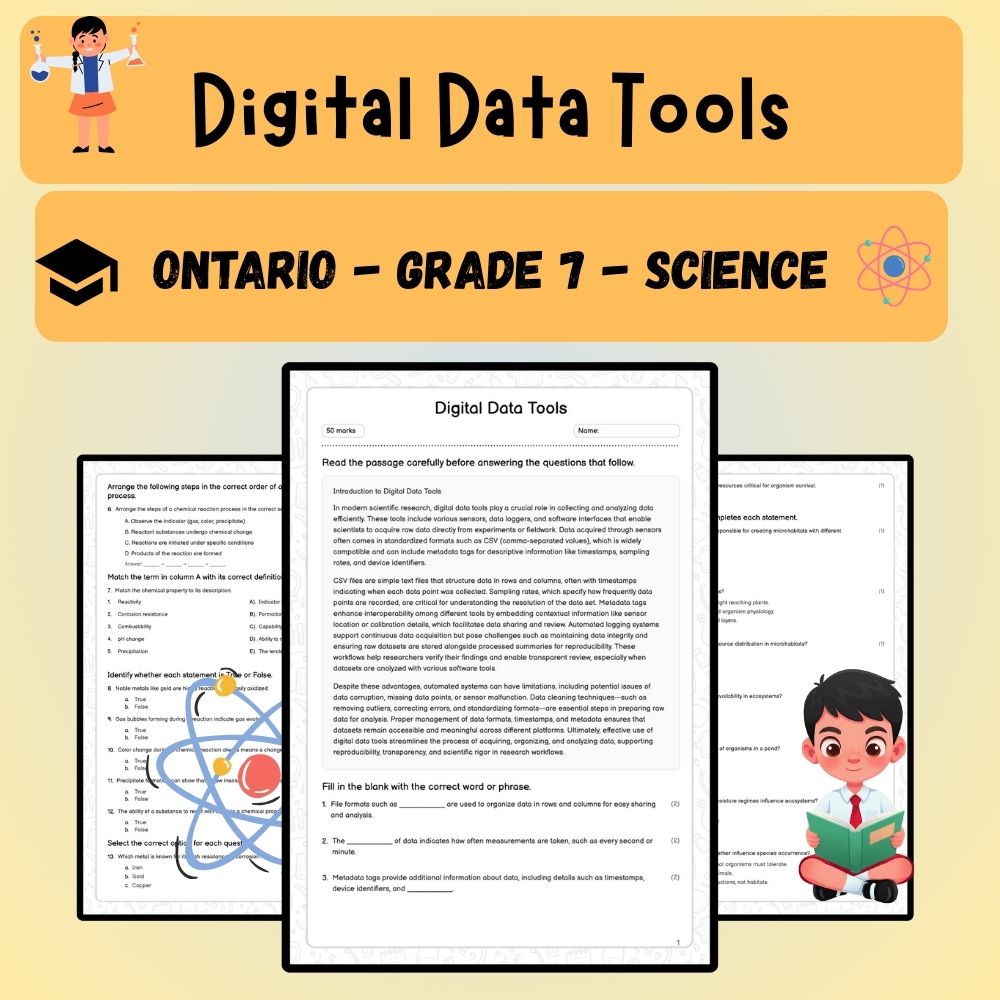 Grade 7 Science worksheet worksheet — Grade 7 Science Workshop | Digital Data Tools – Master Data Management (PDF ) — page 1