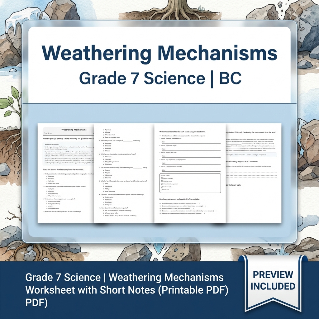 Grade 7 Science Full Year Bundle Ecosystems, Cells & Earth Processes Worksheets — included worksheet 24