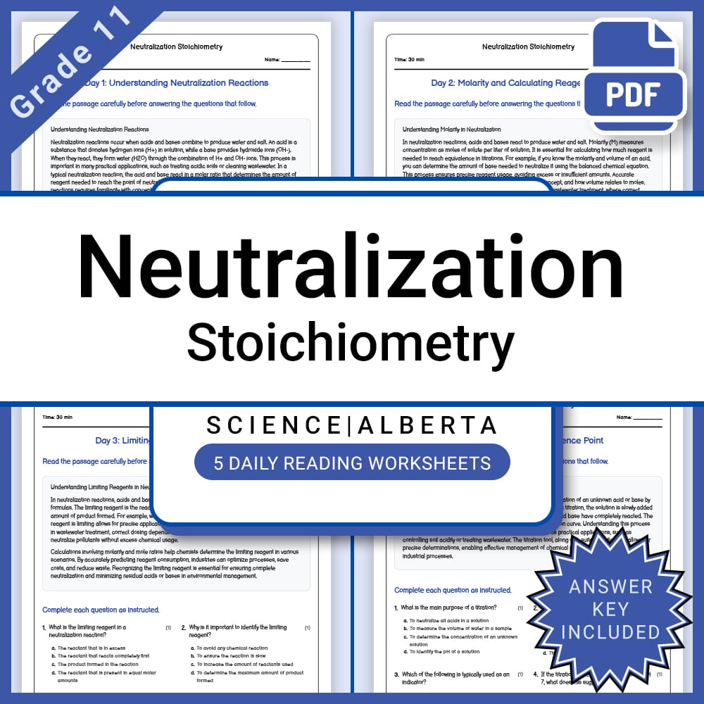 Grade 11 Science Lesson Bundle on Acids, Bases, and Titration | Alberta Framework — included worksheet 9