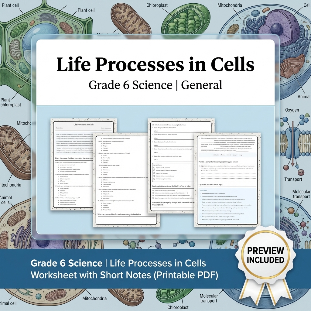 Grade 6 Science Lesson Group | Body Systems and Life Processes Worksheet Bundle — included worksheet 1