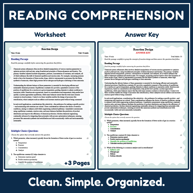 Grade 9 Science reading worksheets worksheet — Grade 9 Science | Reaction Design Reading Worksheets (PDF + Rubric) — page 2