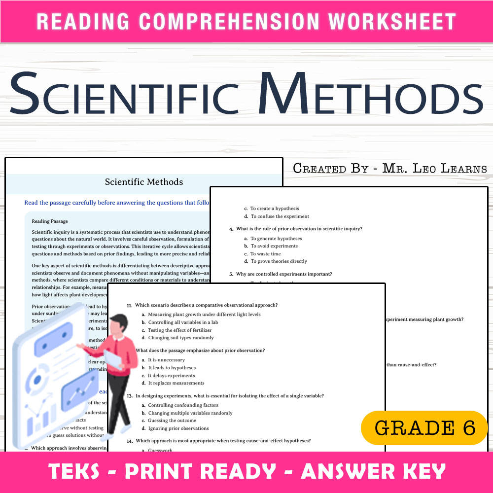 Grade 6 Science worksheet worksheet — Grade 6 Science – Scientific Methods Worksheet for Mastering Inquiry Skills — page 1
