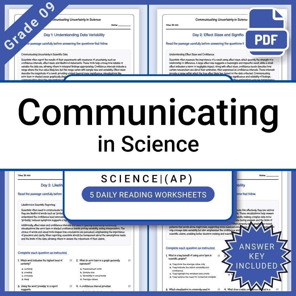 Grade 9 Science Lesson Group - AP Framework Daily Reading Worksheets — included worksheet 2