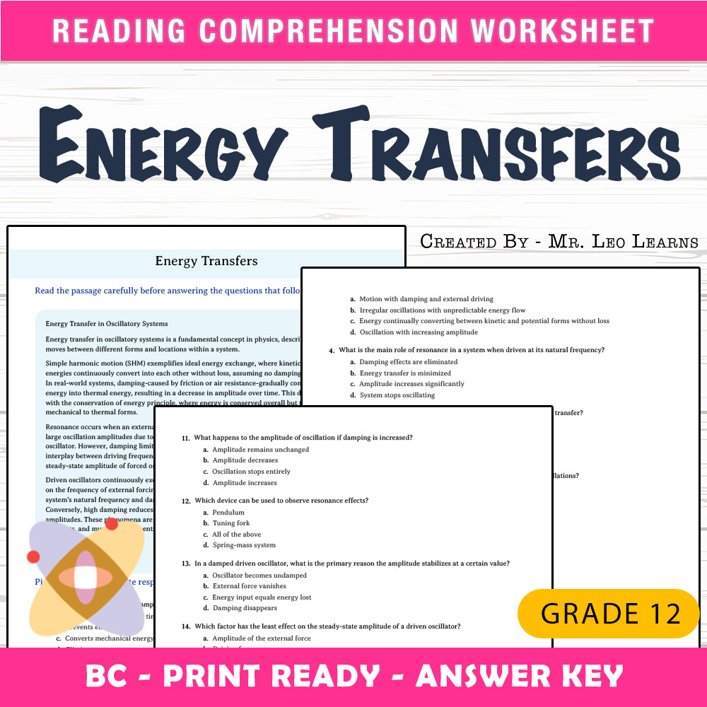 Grade 12 Science worksheet mcq paper worksheet — Grade 12 Science — Worksheet MCQ Paper for Mastering Energy Transfer — pa…