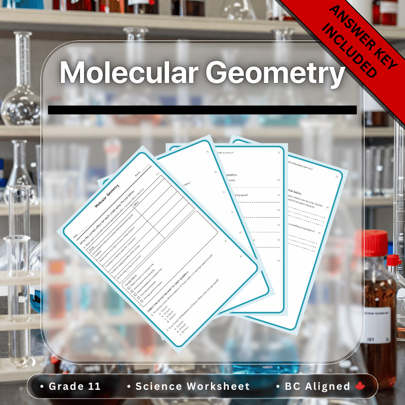 Grade 11 Science | Molecular Geometry Worksheet (Answer Key) – BC Standards