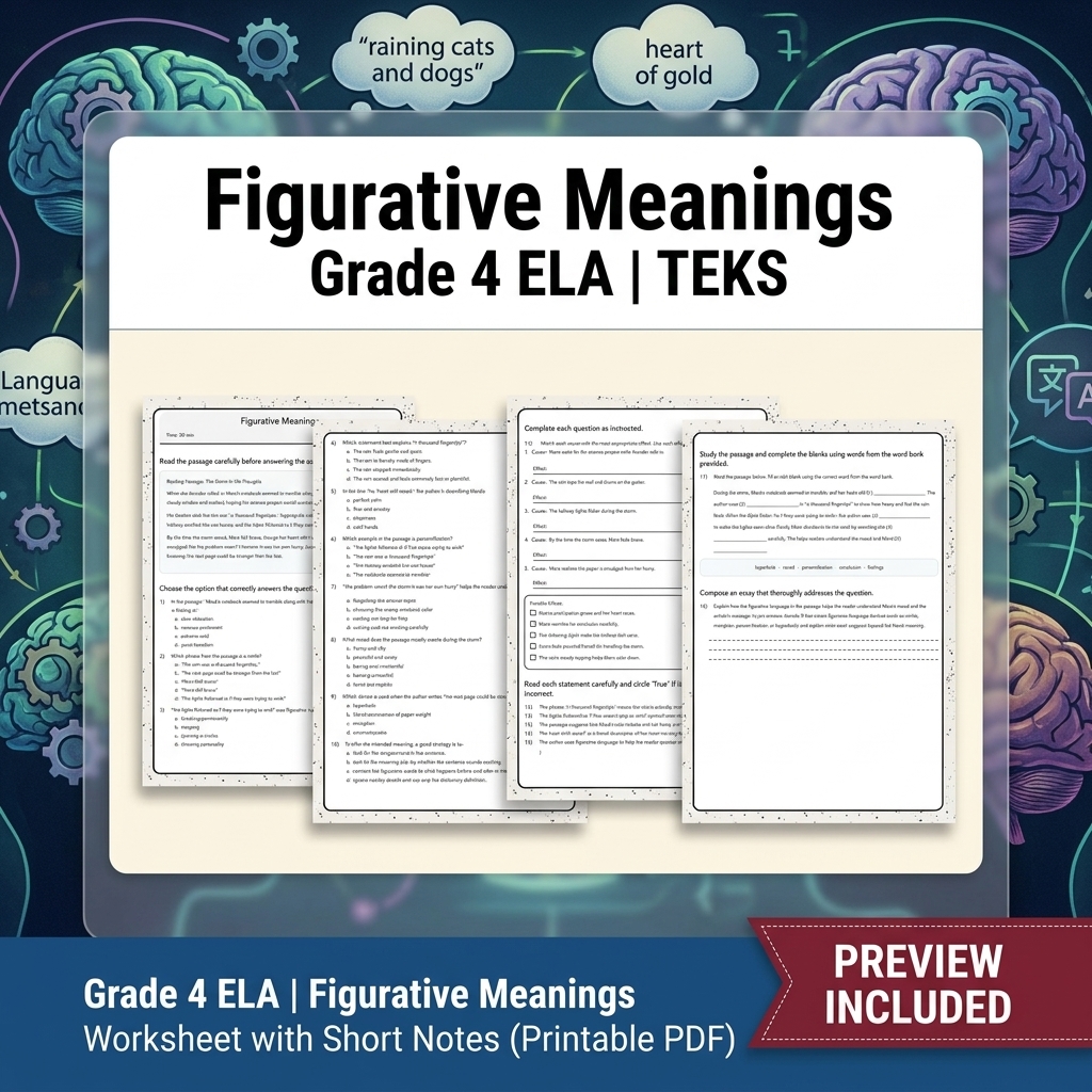 Grade 4 Literary Analysis and Character Development ELA Lesson Bundle - TEKS — included worksheet 3