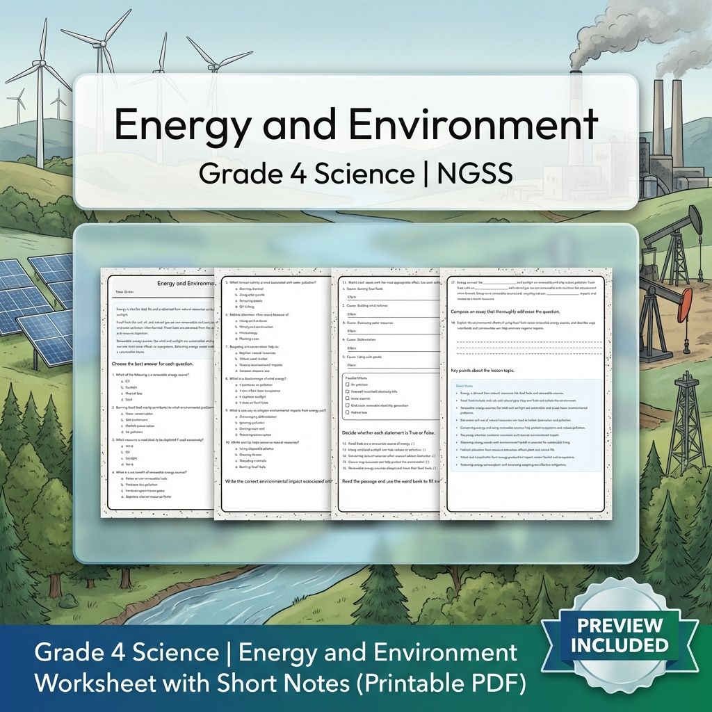 Grade 4 Science Worksheet Pack | NGSS-Aligned Energy, Weather & Structures — included worksheet 5