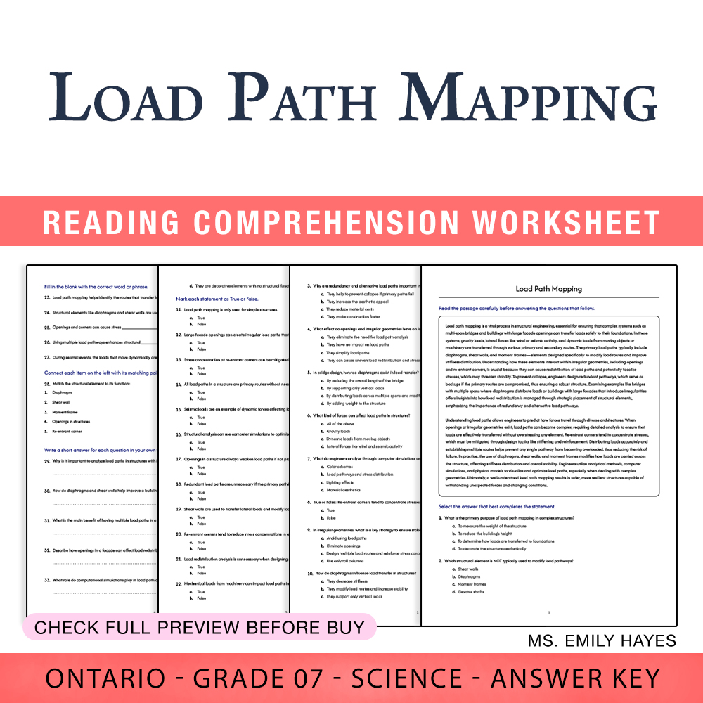 Grade 7 Science worksheet worksheet — 7th Grade Science | Load Path Mapping Worksheet (PDF+ Answer Key) — page 1