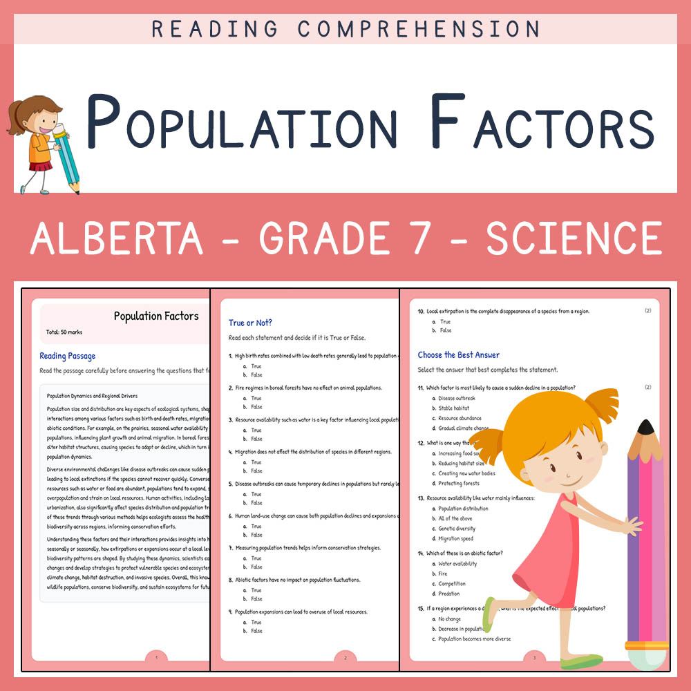 Grade 7 Science worksheet elena worksheet — Grade 7 Science Assessment | Population Factors Worksheet Elena | Alberta — pa…