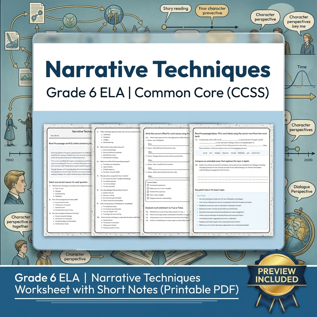 Grade 6 ELA Reading, Writing, & Grammar Full-Year Bundle (Common Core CCSS) — included worksheet 15