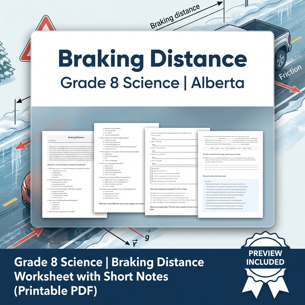 Grade 8 Science Forces & Motion UNIT Bundle – Alberta Curriculum  — included worksheet 12