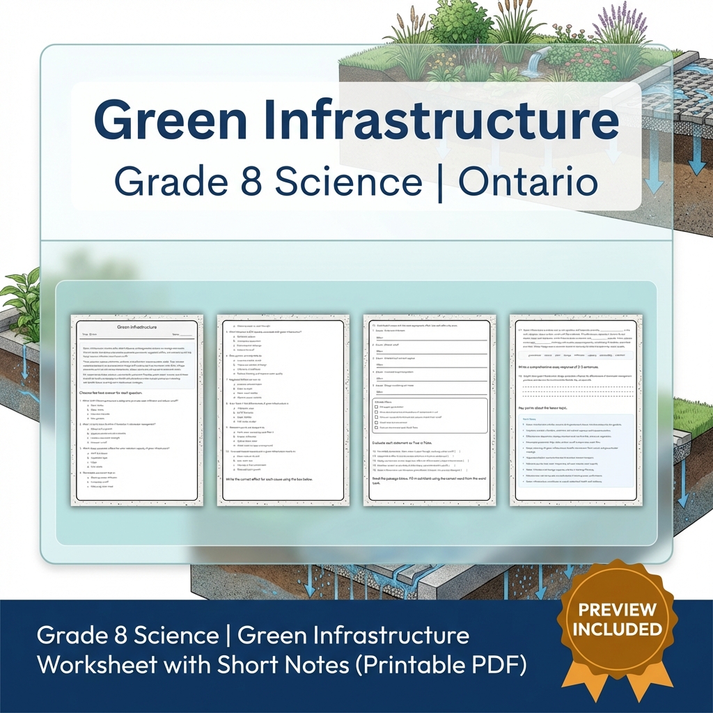 Grade 8 Science Watershed and Water Systems Lesson Group – Ontario Framework — included worksheet 6